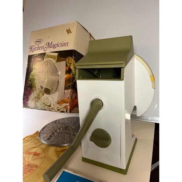 Popeils Kitchen Magician Food Cutter w/ Box Blades Manual Ronco 1970s USA VTG - Picture 6 of 10